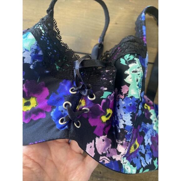 Frederick's of Hollywood Floral Bra 34D Full Support Wired Cupped‎ Lace - Picture 3 of 7